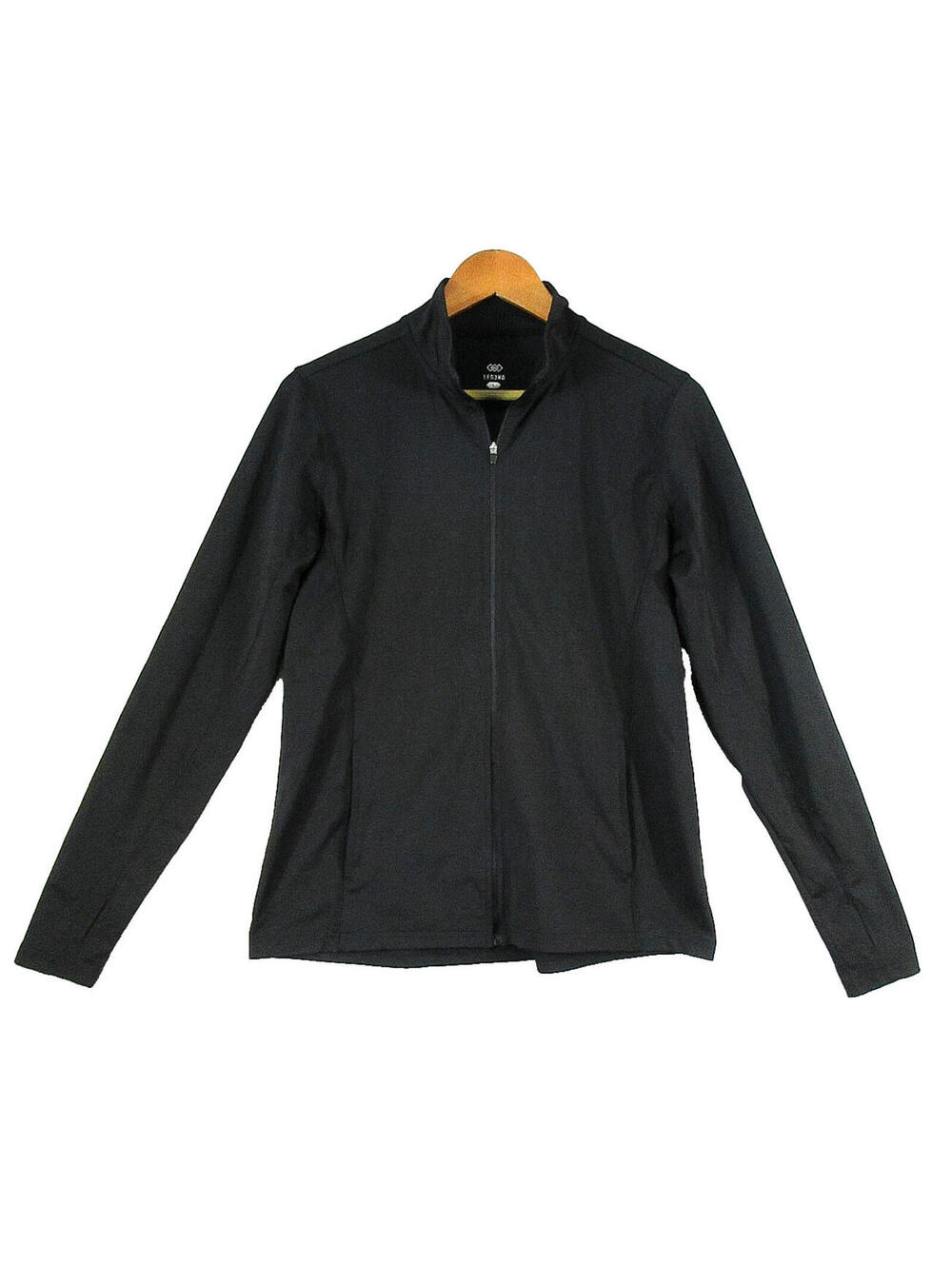 Leg3nd Mens Casual Full Zip Fleece Jacket Long Sleeve Collared Size L Black